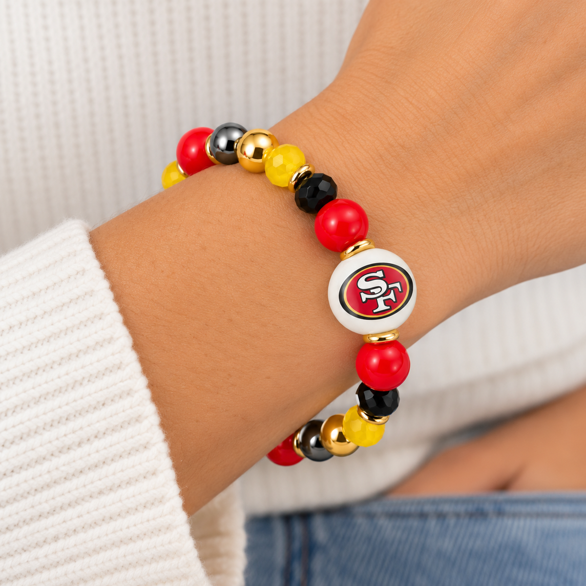 49ers Stretch Beaded Bracelet