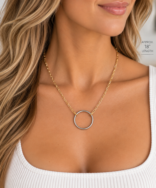 Large Artisan Ring Pendant Necklace