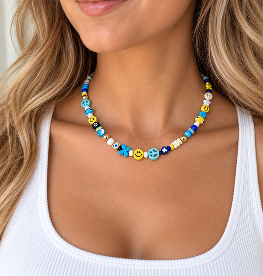 Blue Skies Beaded Necklace