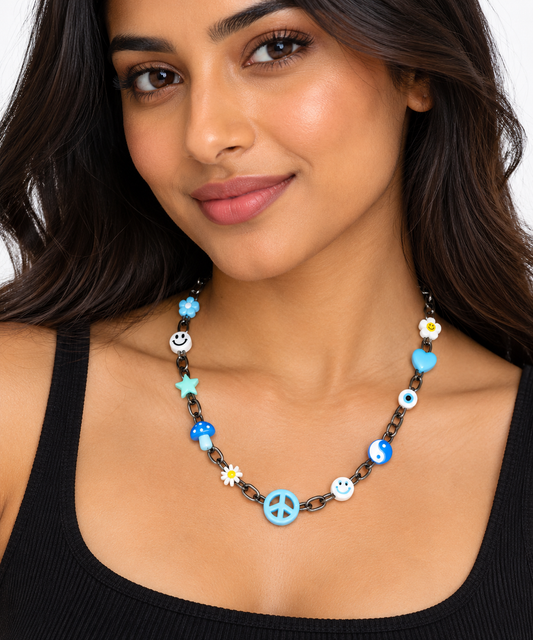 Blue Skies & Good Vibes Charm Necklace