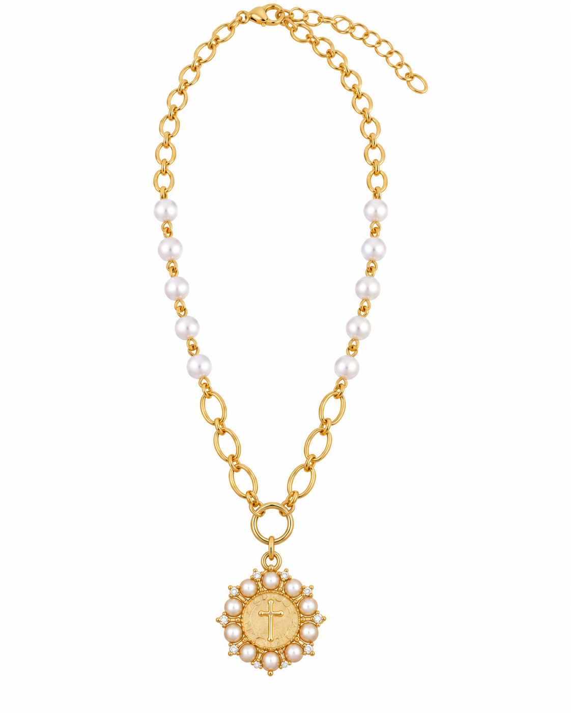Golden Glow Cross Pendant Necklace