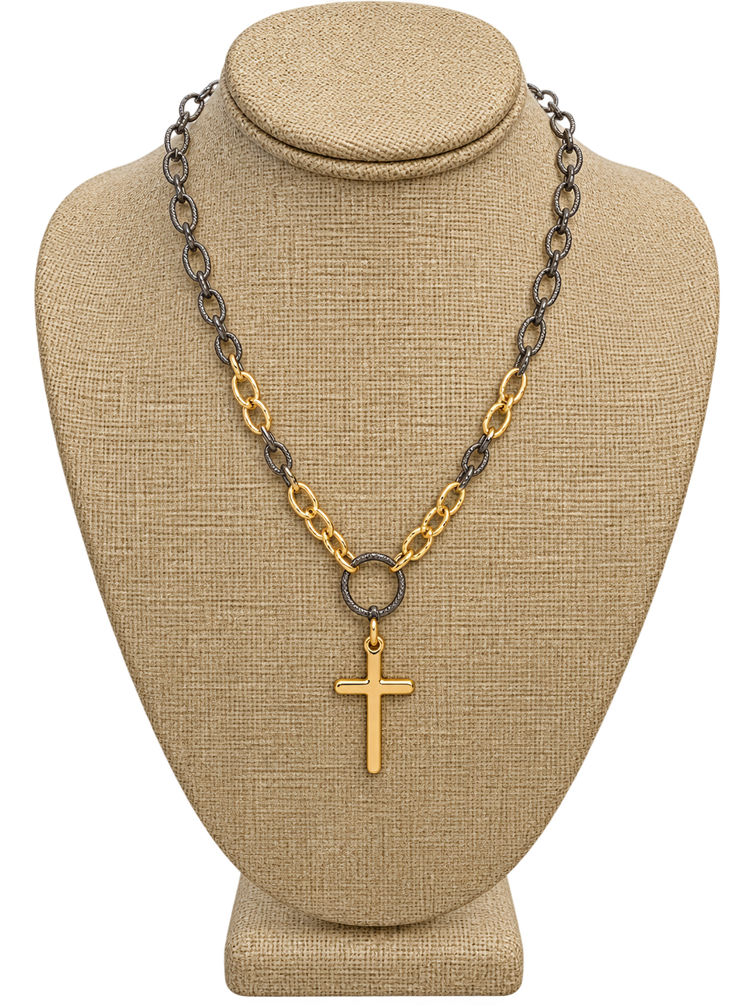 Mixed Metal Cross Necklace