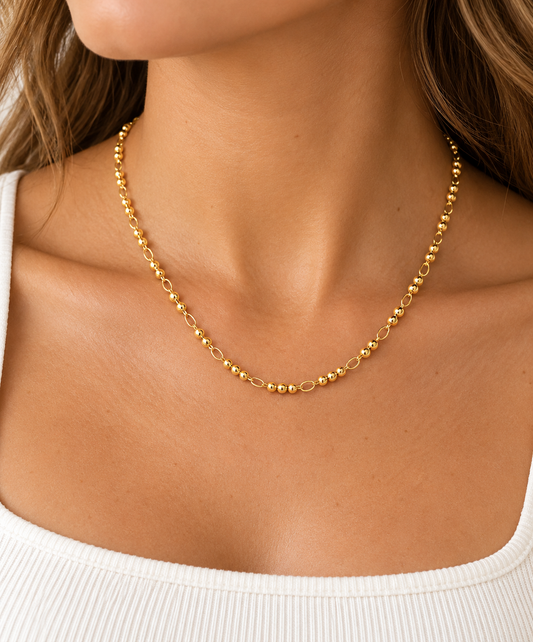 Golden Glow Double Ball Link Necklace