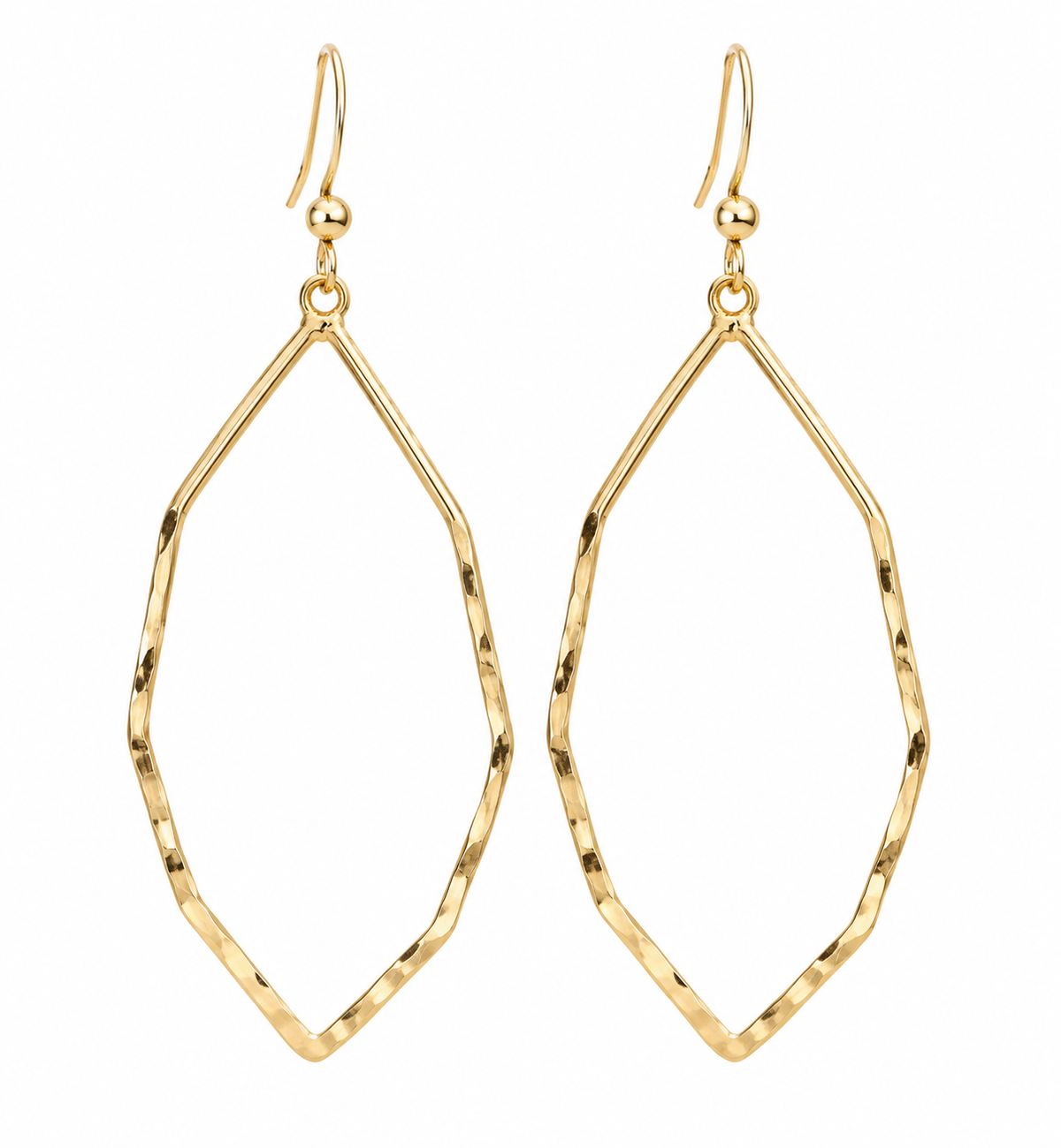 Marquise Hammered Drop Earrings