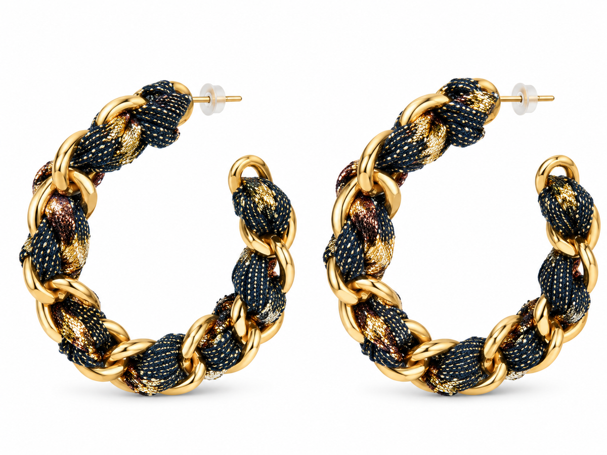 Woven Chain Hoop Earrings