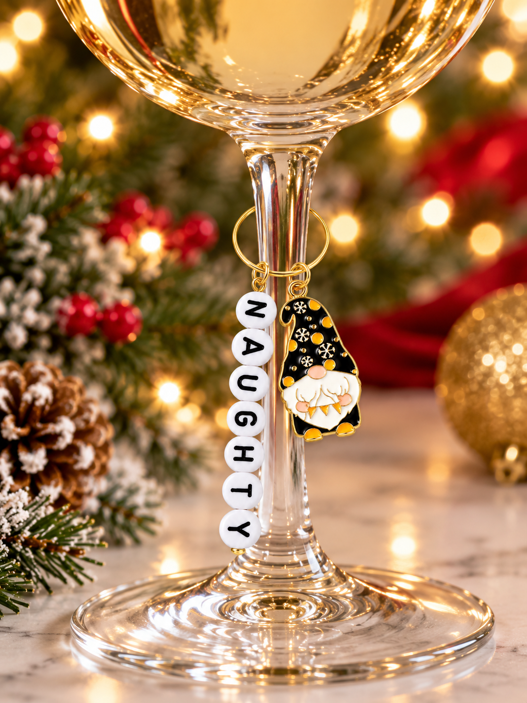 Naughty List Wine Charm