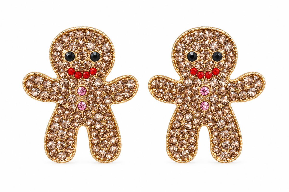 Gingerbread Sparkle Stud Earrings