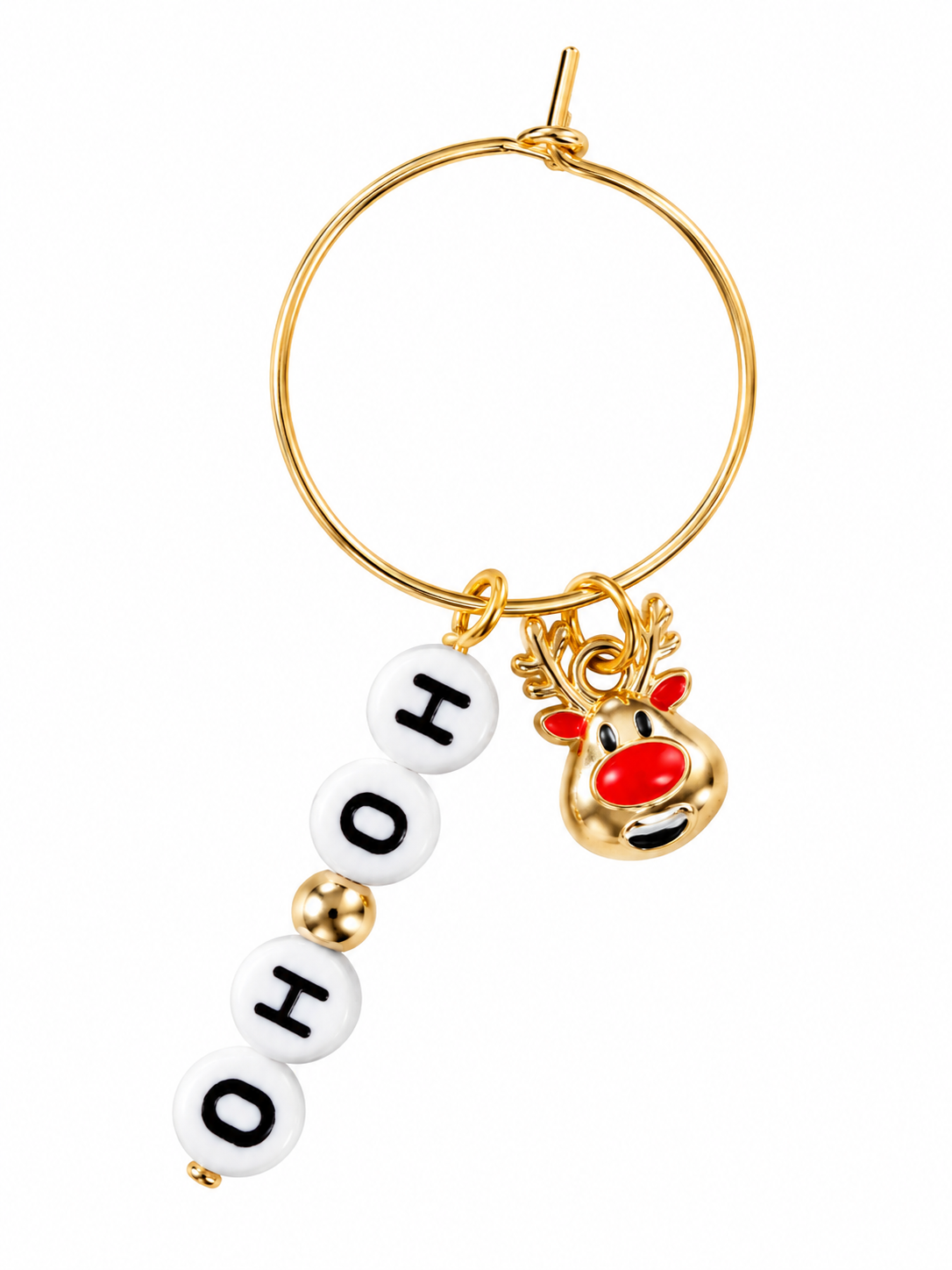 Ho Ho Holiday Reindeer Wine Charm