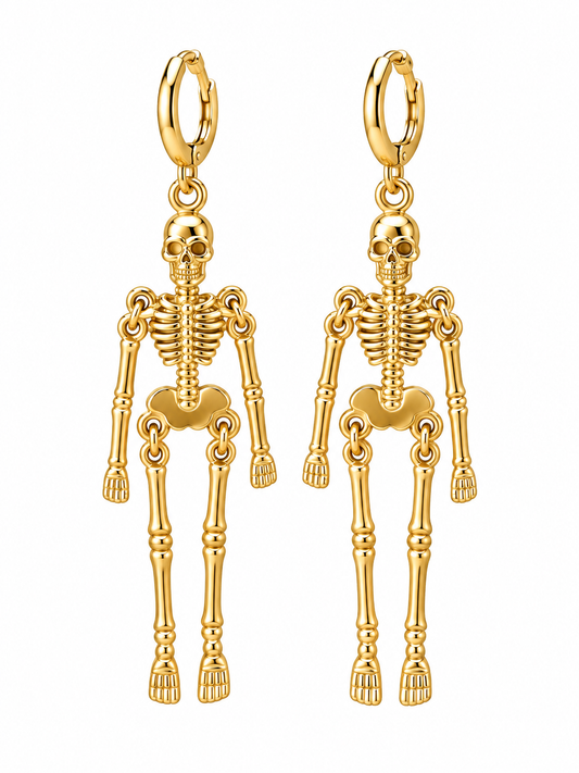 Gold Skeleton Dangle Earrings