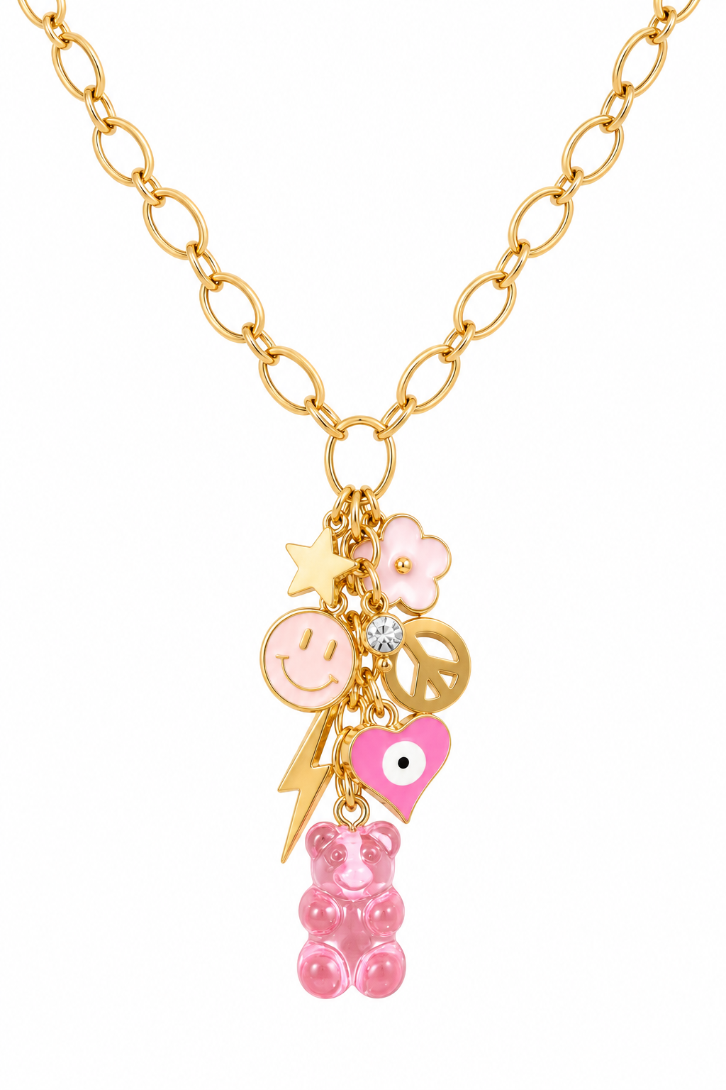 Gummy Bear Pink Crush Charm Necklace