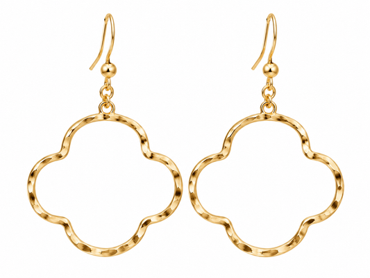 Hammered Quatrefoil Drop Earrings