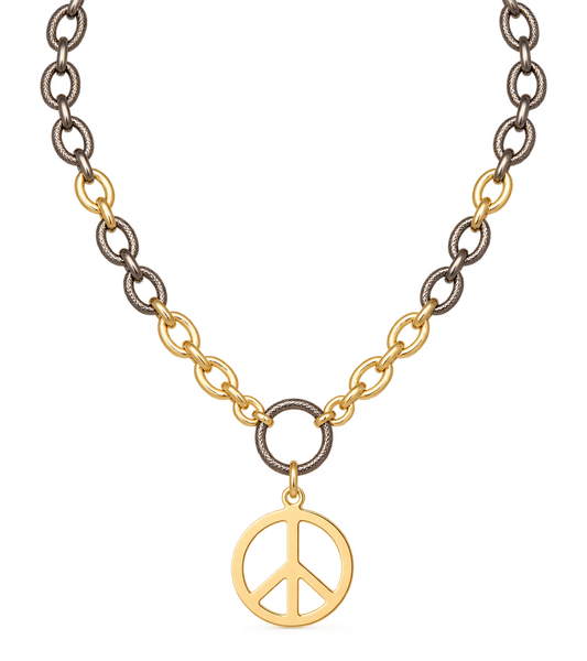 Mixed Metal Peace Necklace