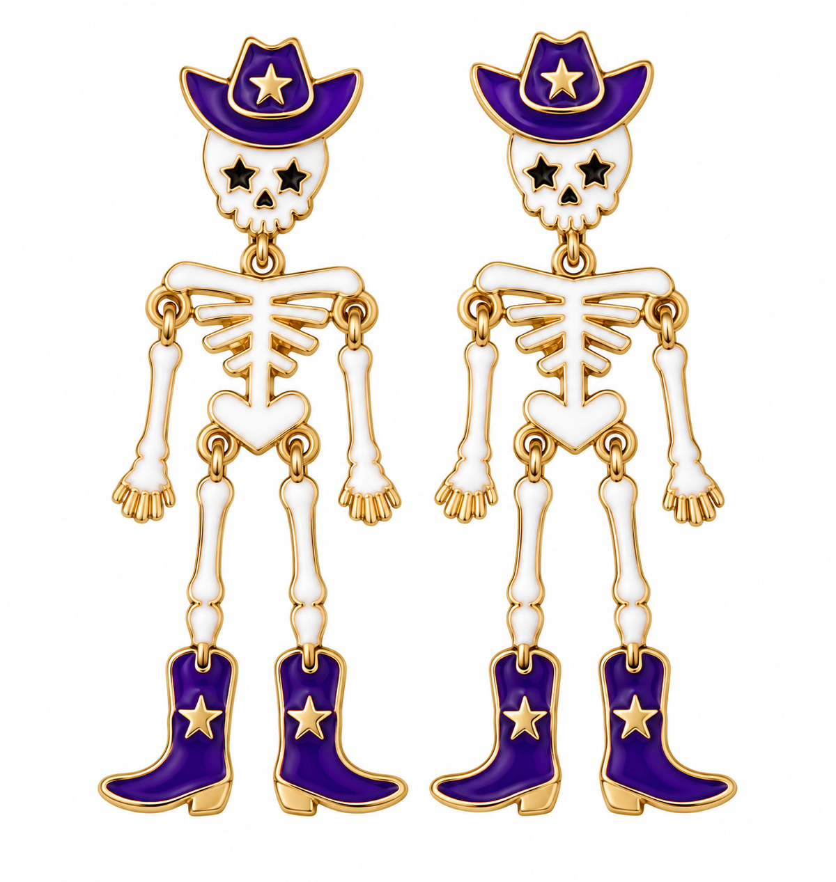 Boot Scootin’ Bones Skeleton Cowboy Earrings