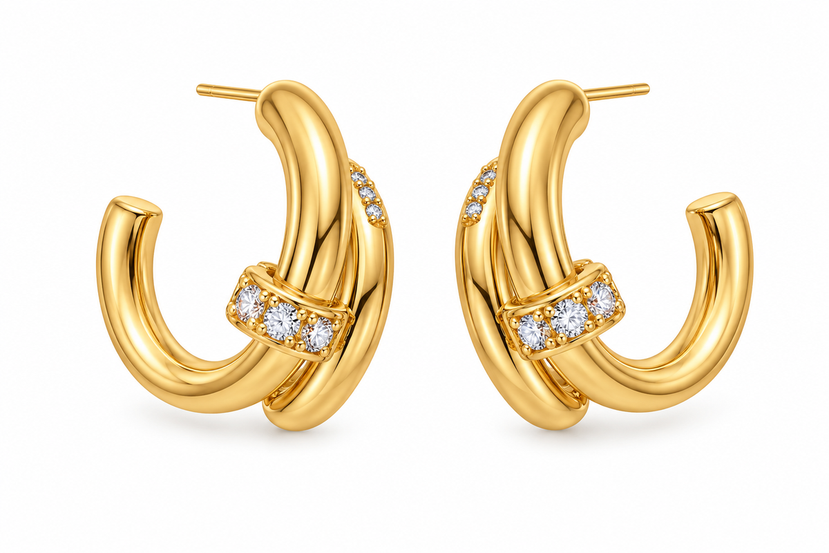 Twisted Sparkle Hoop Earrings
