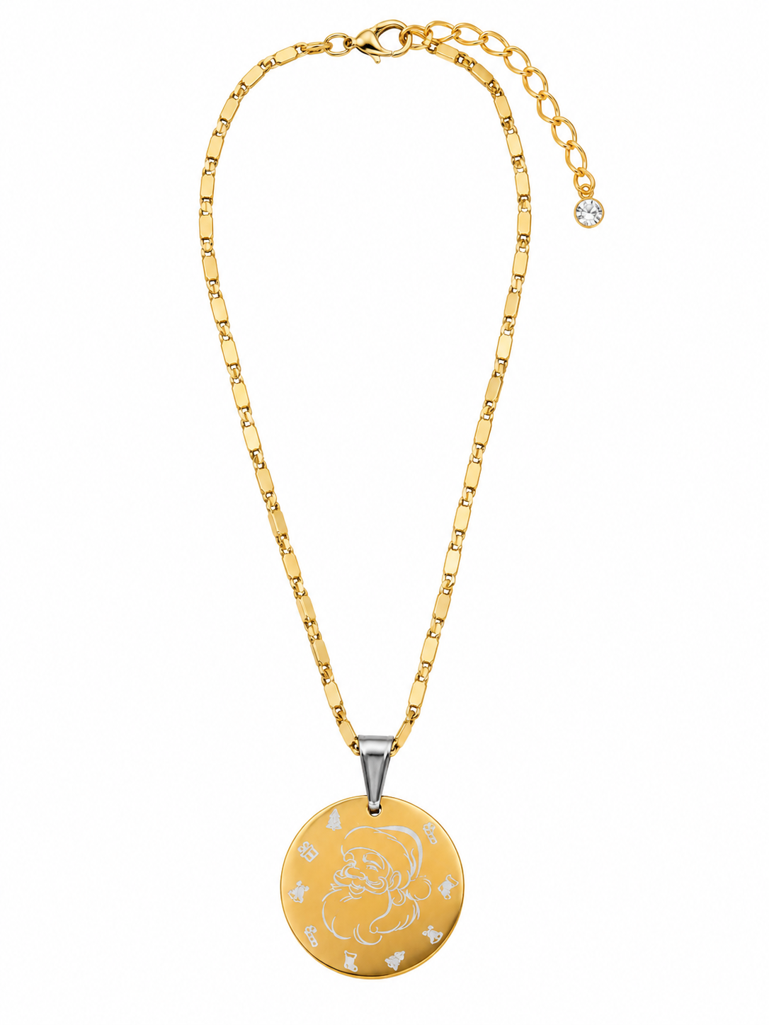 Vintage Santa Gold Medallion Necklace