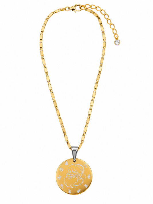 Vintage Santa Gold Medallion Necklace