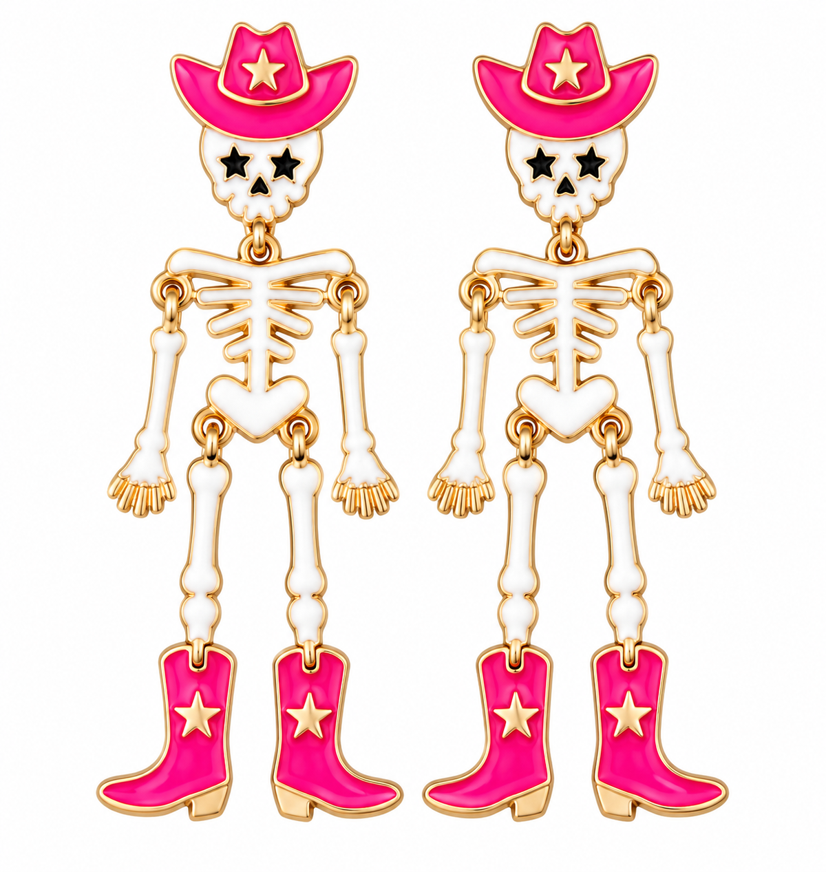 Boot Scootin’ Bones Skeleton Cowboy Earrings