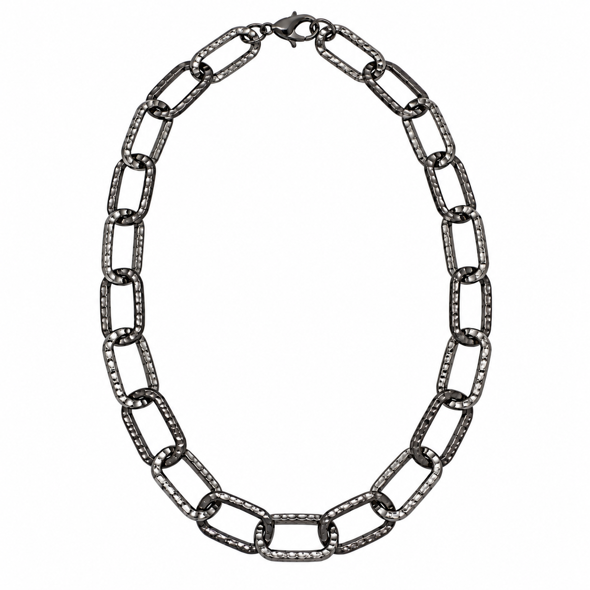 Textured Mixed Metal Link Necklace