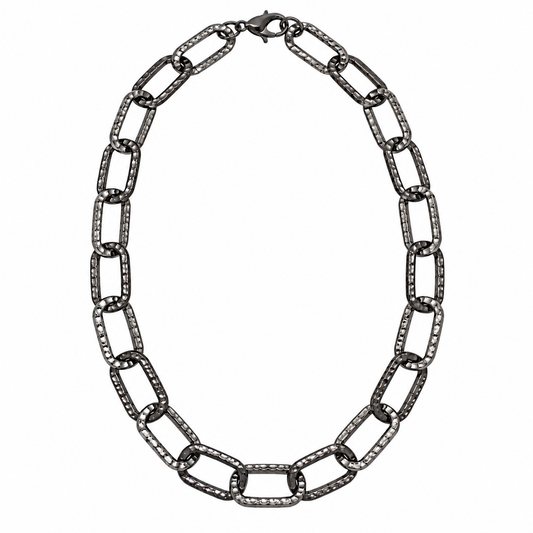 Textured Mixed Metal Link Necklace