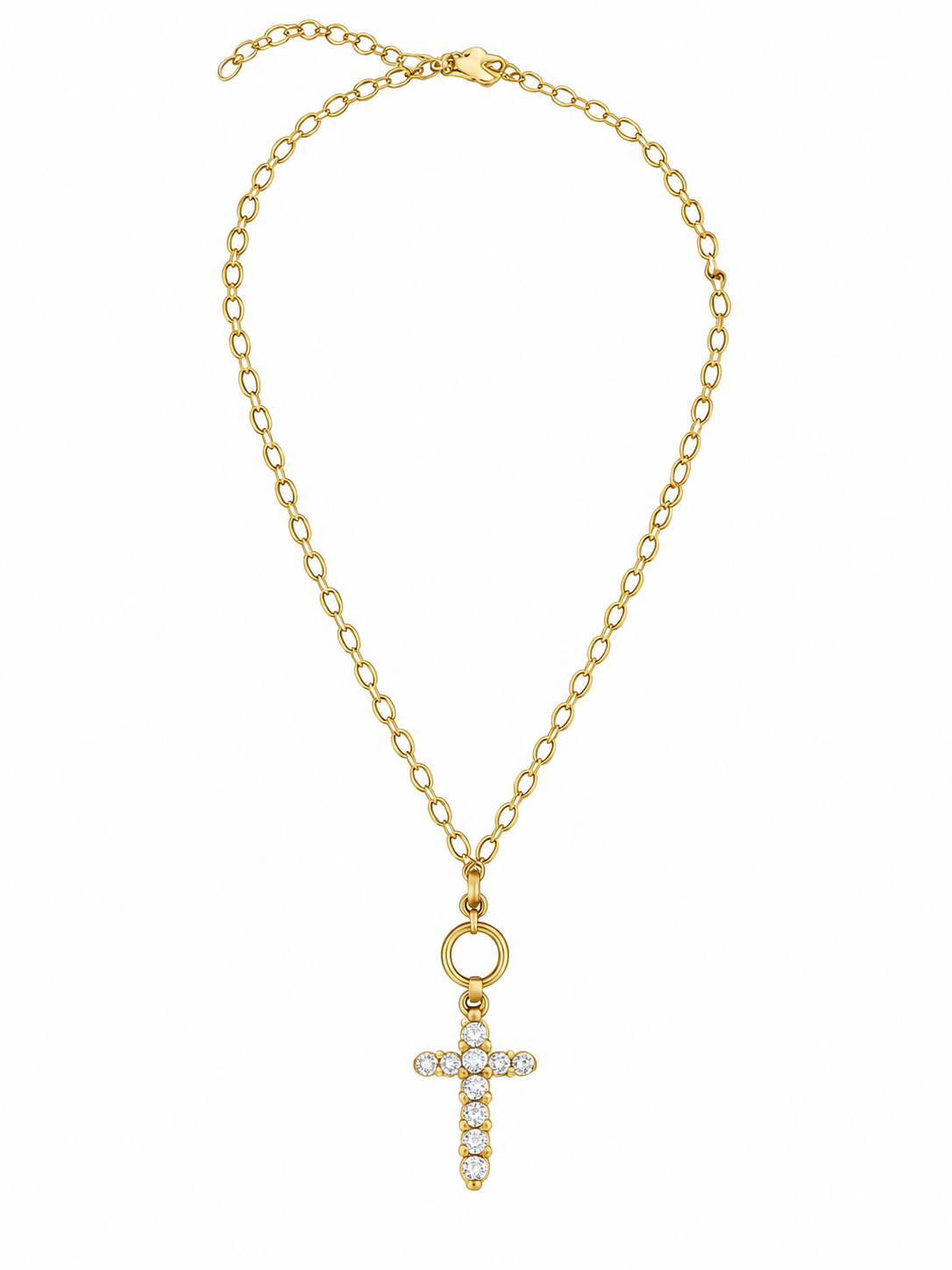 Gold Pavé Cross Necklace