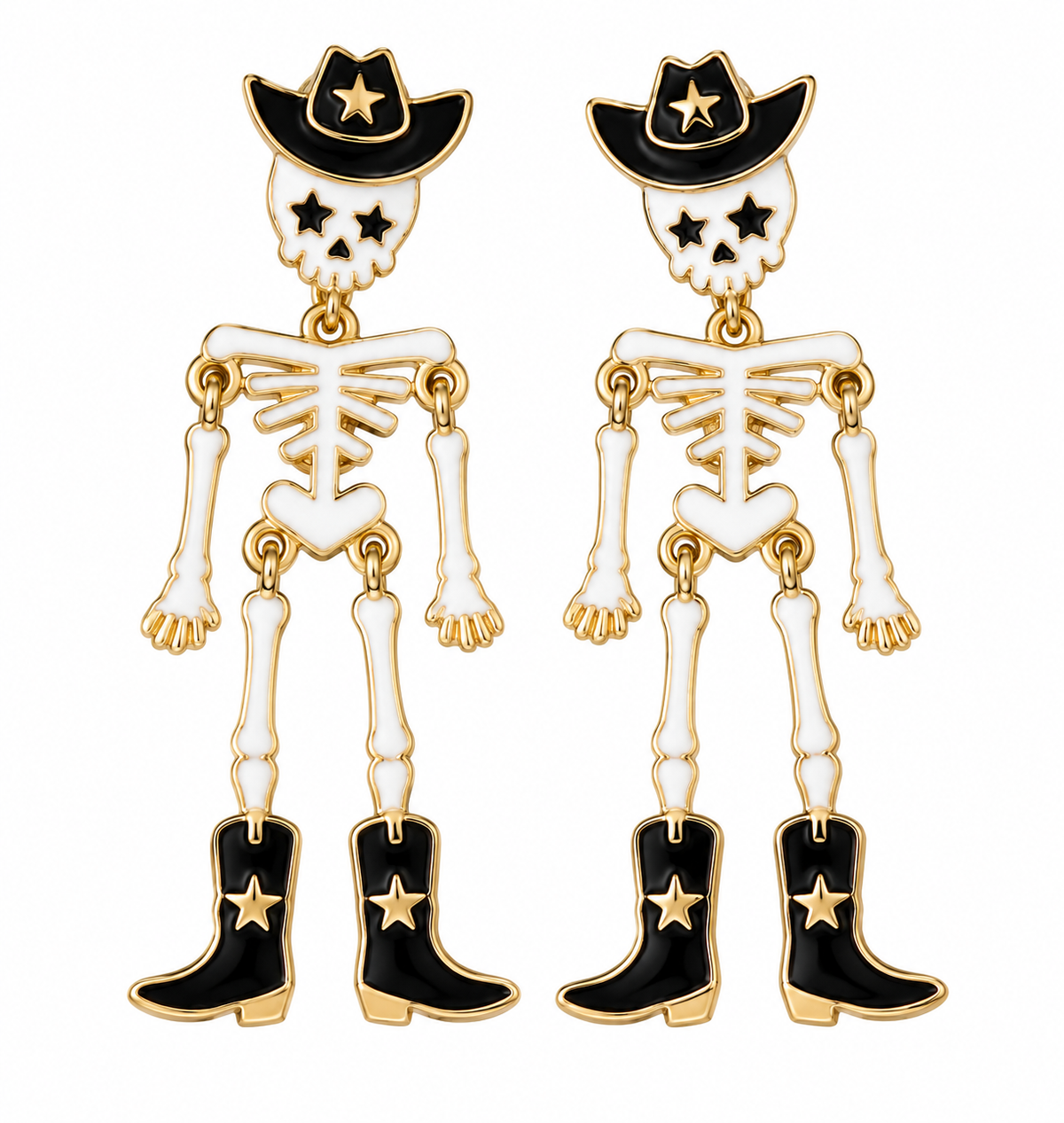 Boot Scootin’ Bones Skeleton Cowboy Earrings
