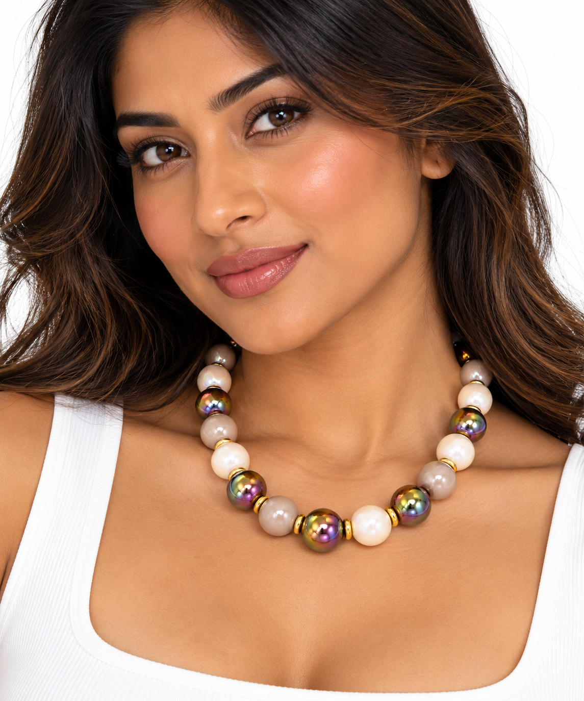 Aurora Glow Iridescent Beaded Necklace