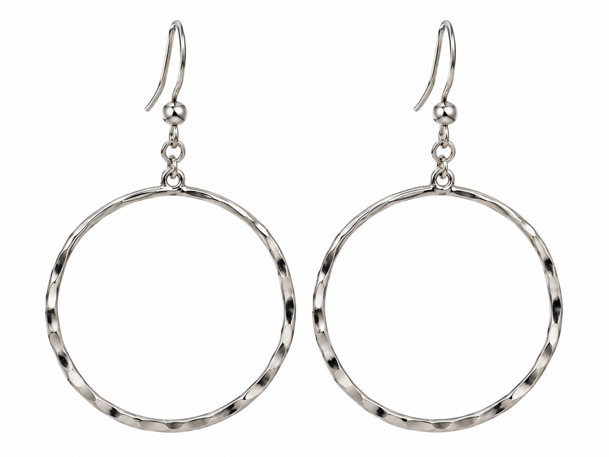 Hammered Circle Drop Earrings