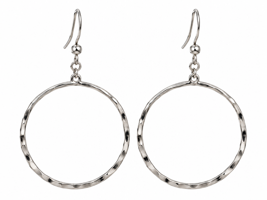 Hammered Circle Drop Earrings