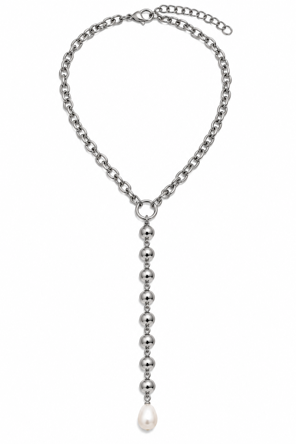 Golden Elegance Pearl Drop Necklace