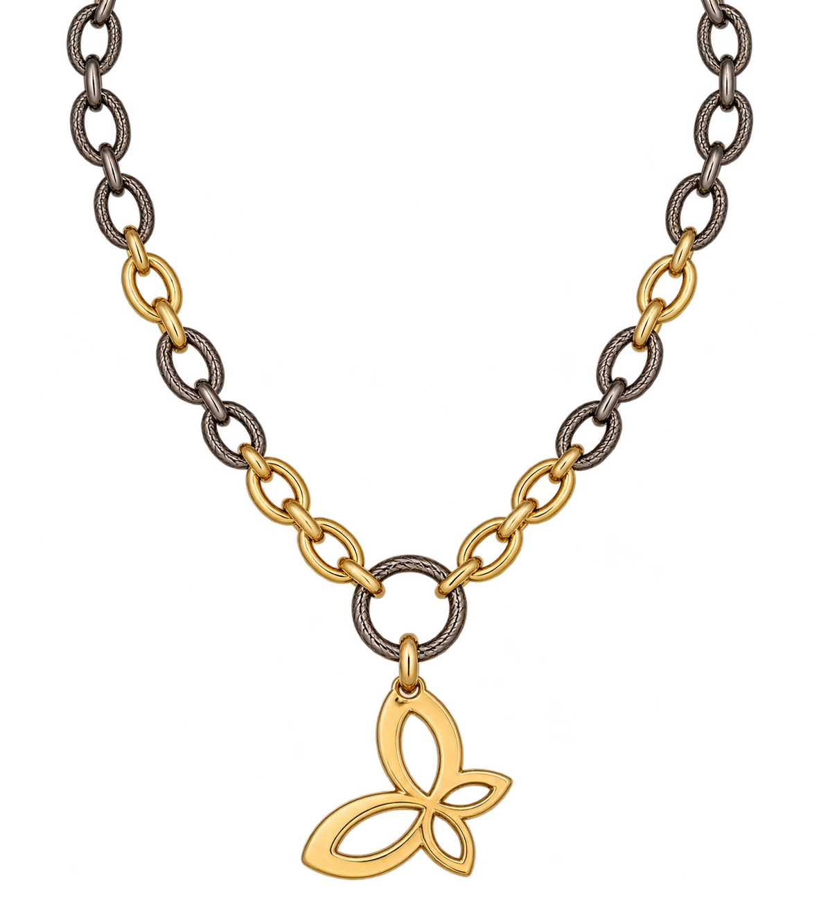 Mixed Metal Butterfly Necklace