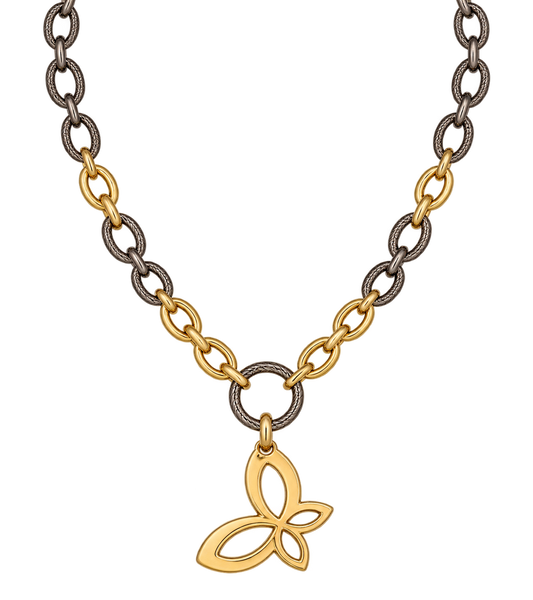 Mixed Metal Butterfly Necklace