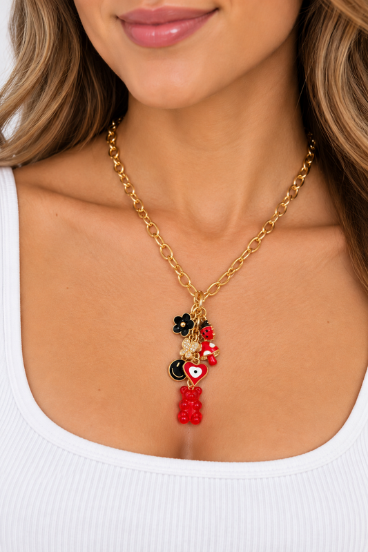 Lucky in Love Gummy Bear Charm Necklace
