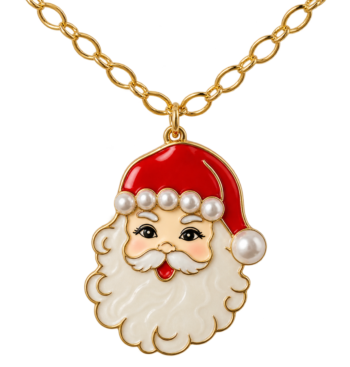 Pearl & Cheer Santa Necklace