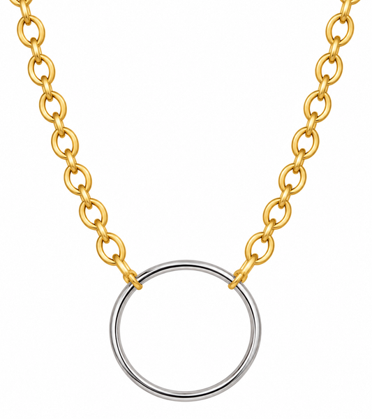 Large Artisan Ring Pendant Necklace