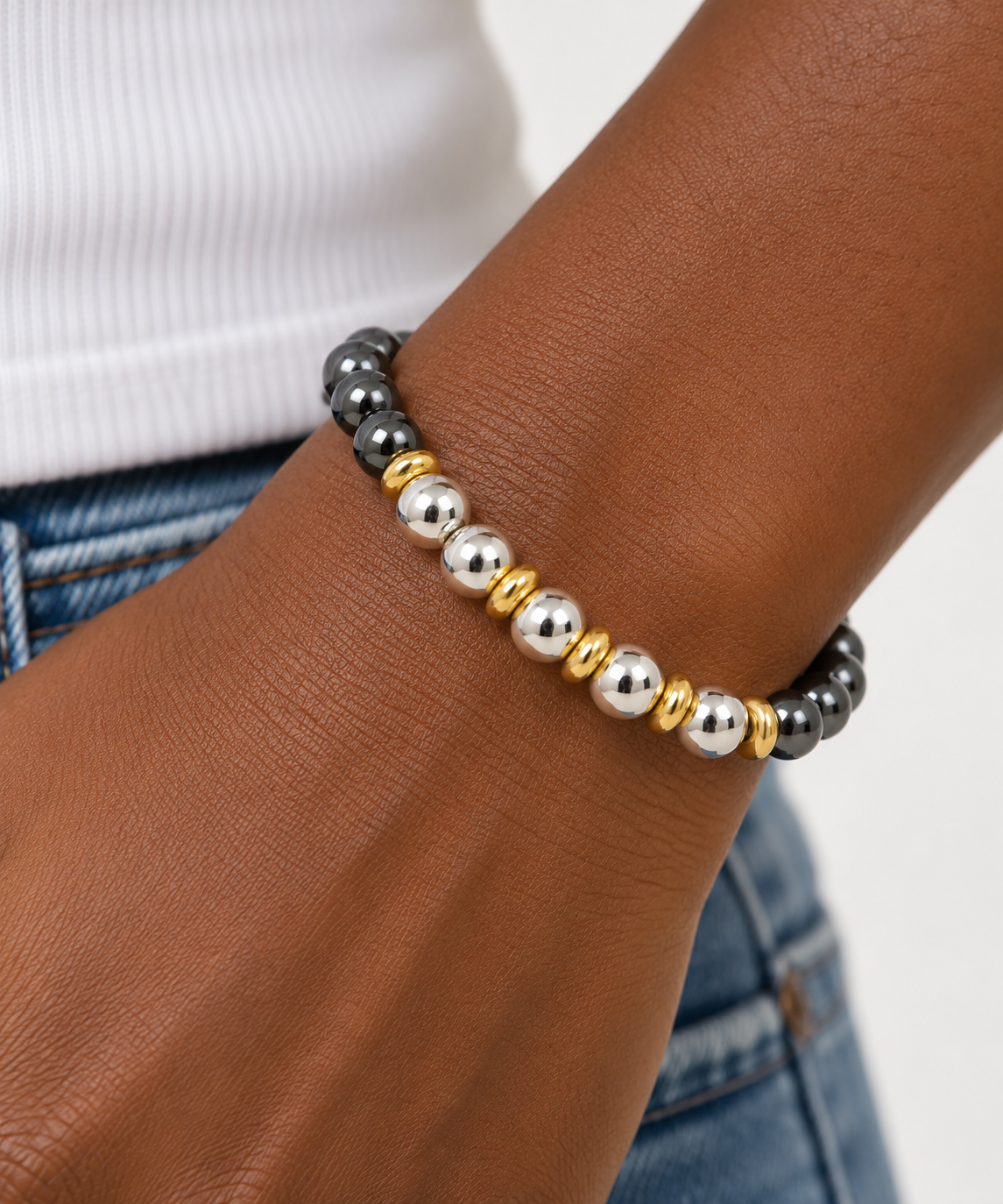 Tri-Tone Harmony Stretch Bracelet