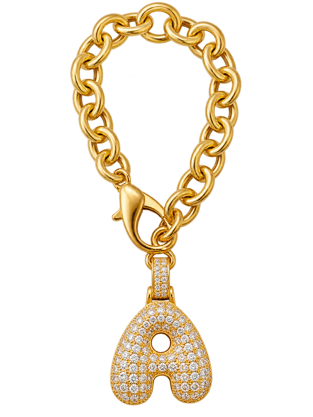 Gold Pave Initial Link Charm