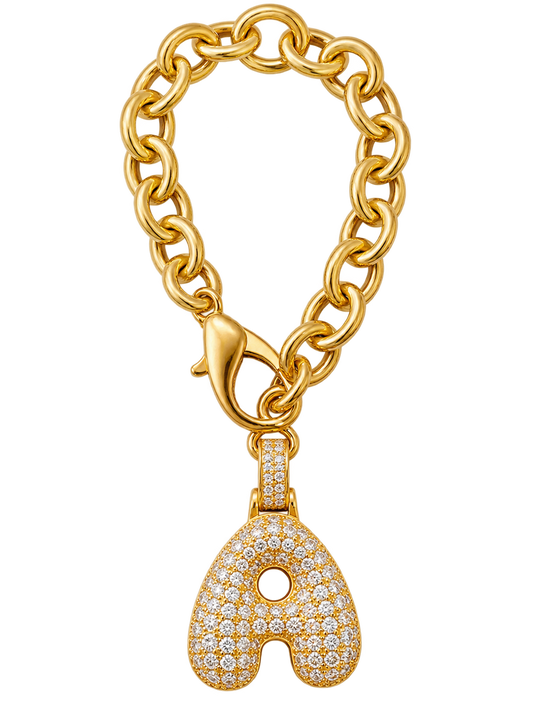 Gold Pave Initial Link Charm