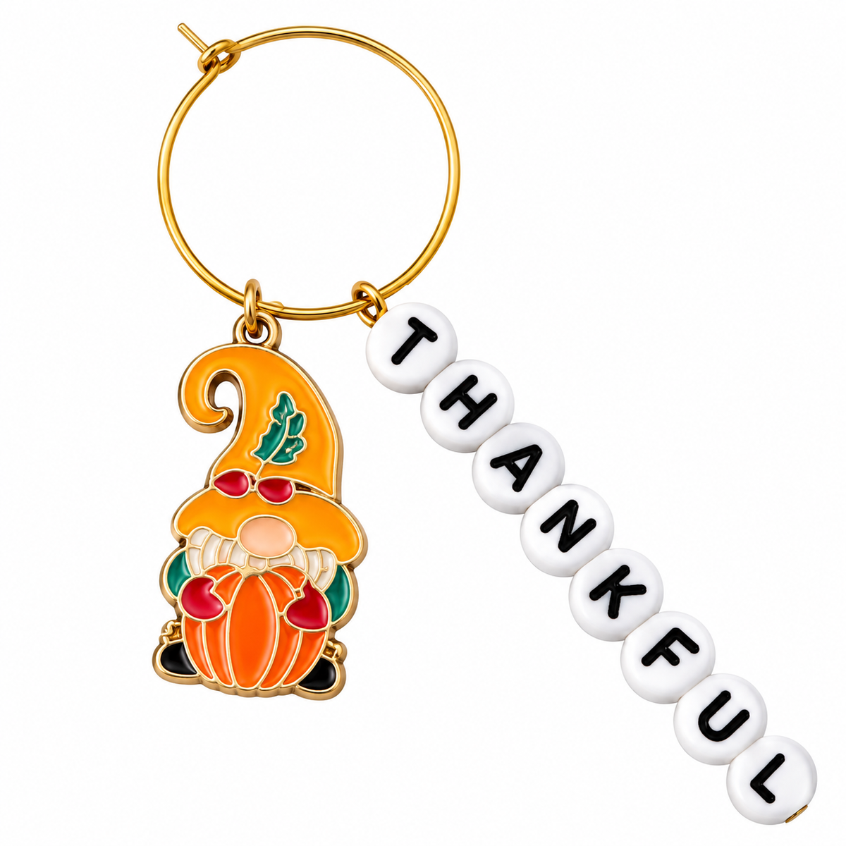 Thankful Little Gnome Wine Charm