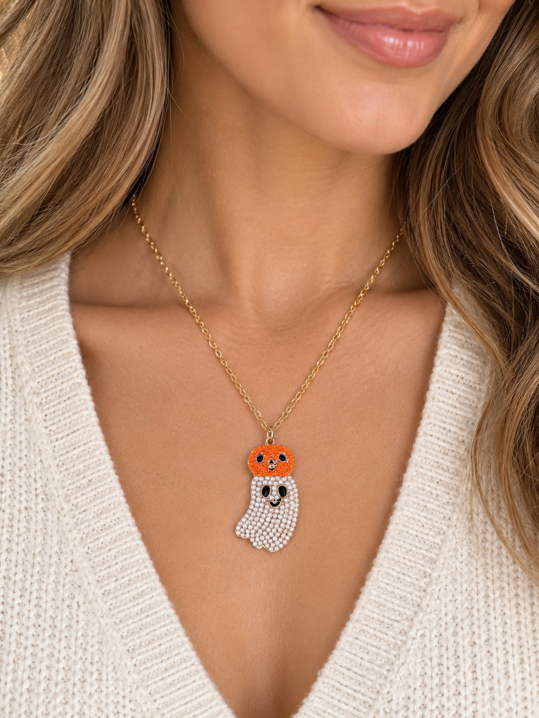 Boo & Bling Pearl Ghost Necklace