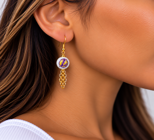 LA Lakers Purple & Gold Courtside Earrings