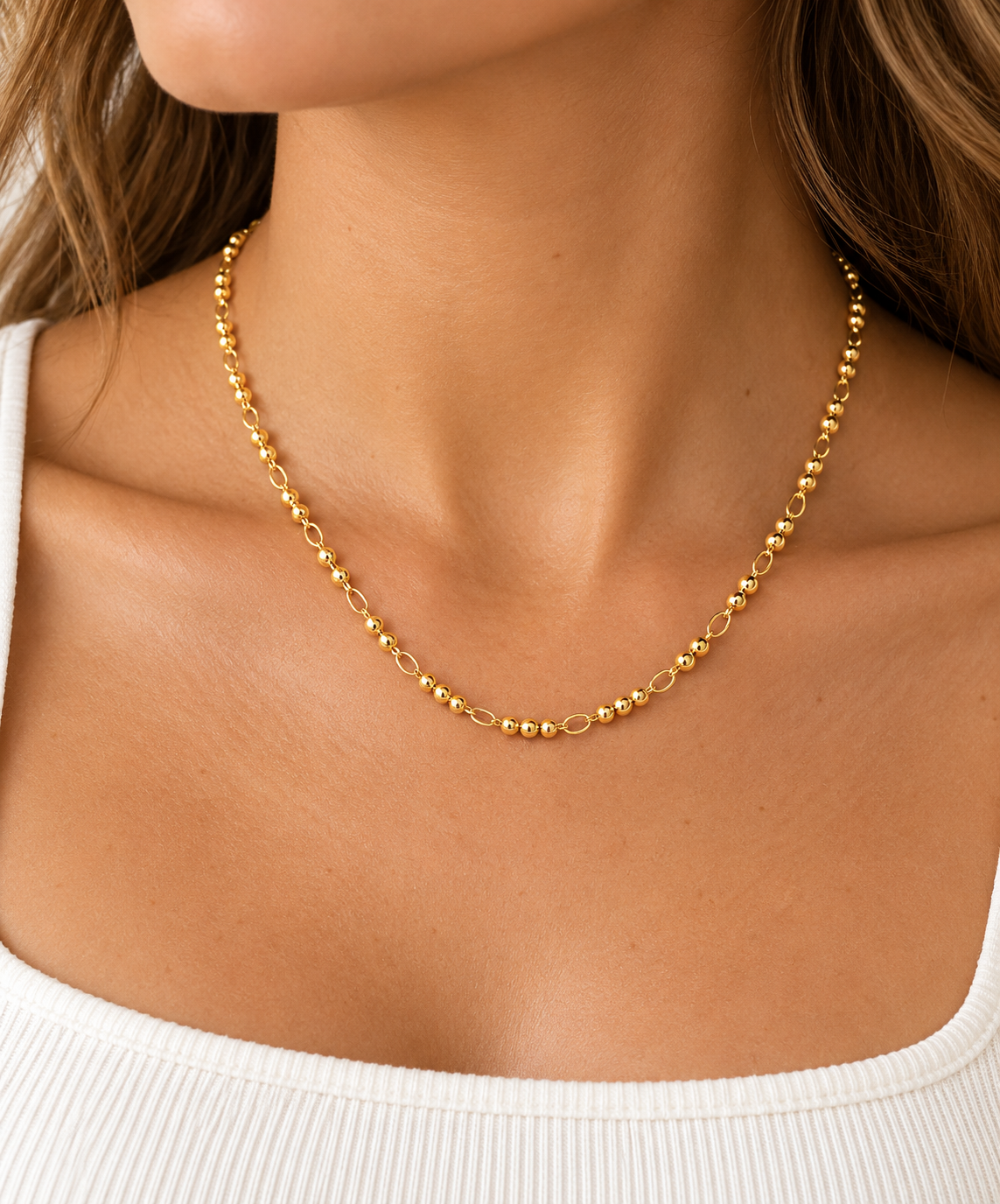 Golden Glow Double Ball Link Necklace