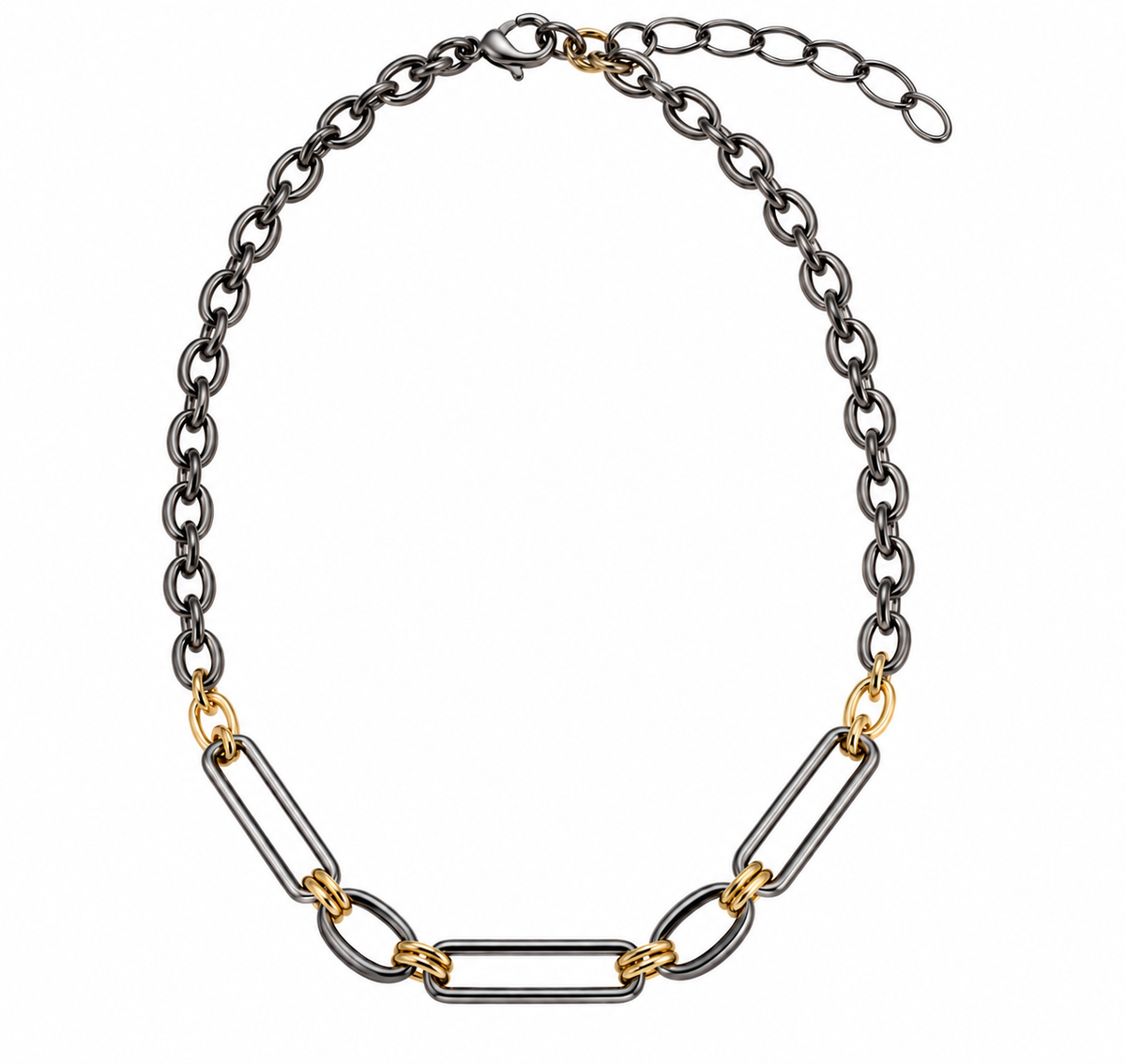 Mixed Metal Modern Edge Link Necklace