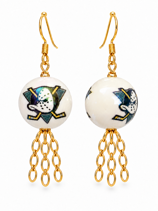 Anaheim Hockey Teal & Gold Spirit Earrings