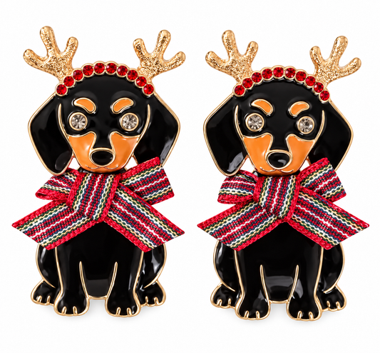 Dashing Dachshund Holiday Earrings