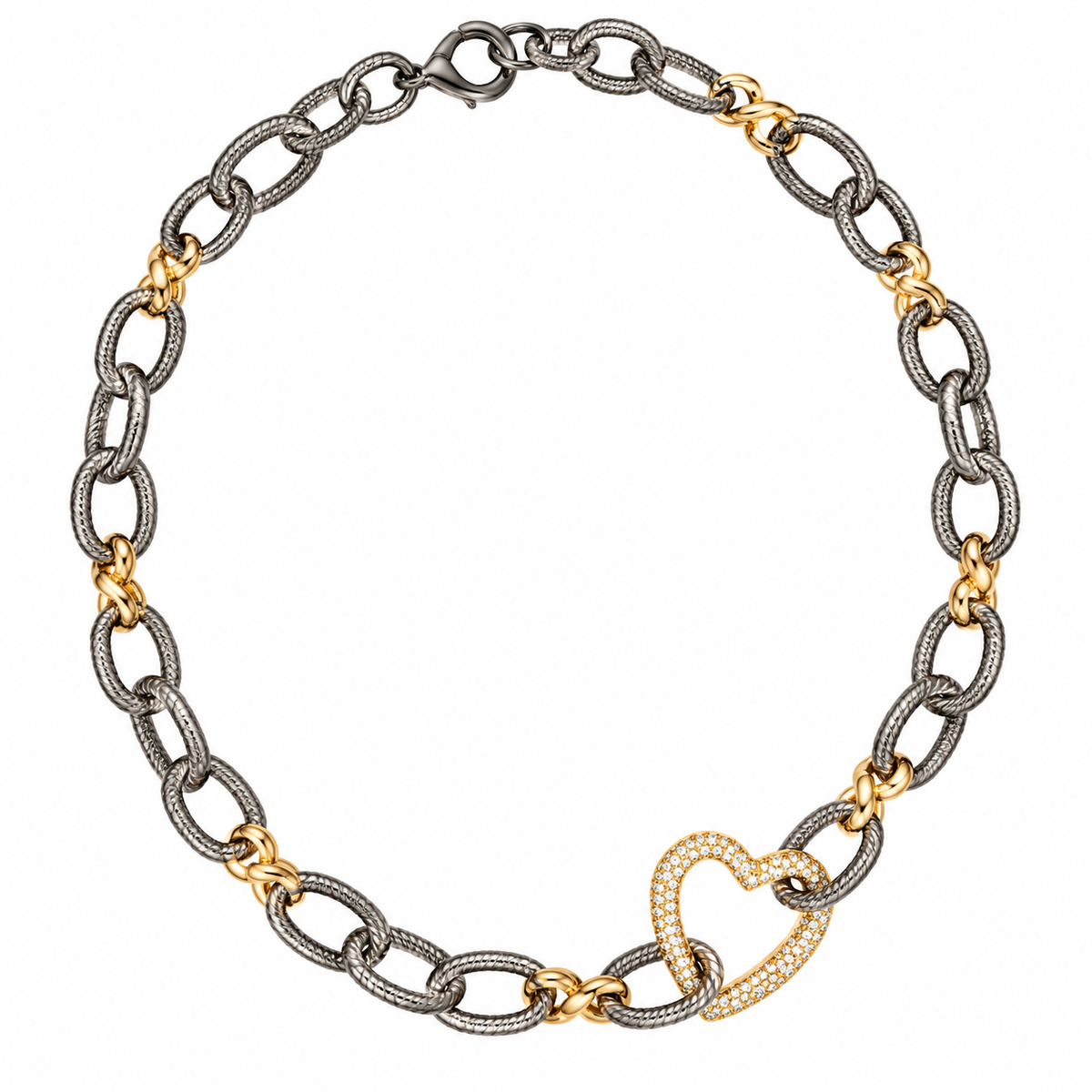 Two-Tone Sparkling Link Necklace