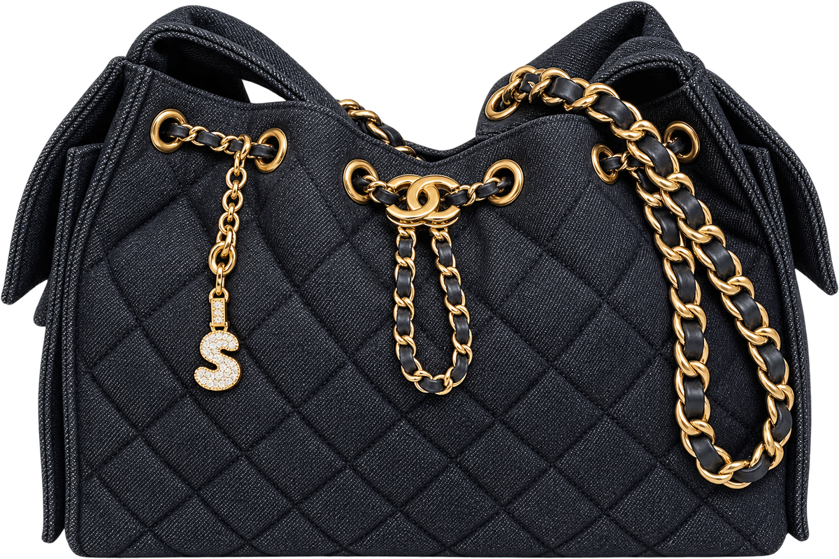 Gold Pave Initial Link Charm