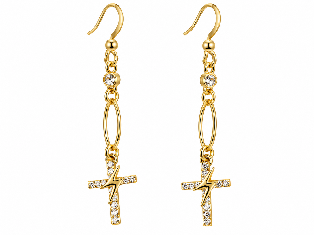 Faith & Sparkle Cross Drop Earrings