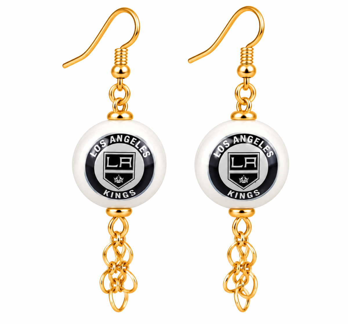 Los Angeles Hockey Ice & Gold Dangle Earrings