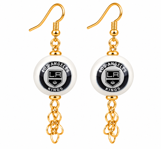 Los Angeles Hockey Ice & Gold Dangle Earrings