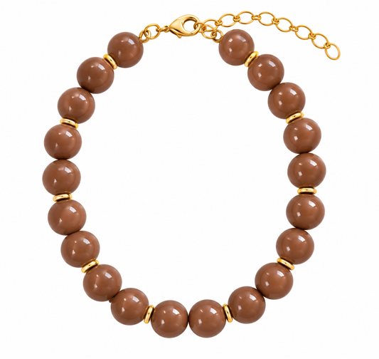 Caramel Luxe Gold Accent Beaded Necklace